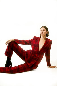 Salvatore Ferragamo 3-Piece Red Plaid Suit