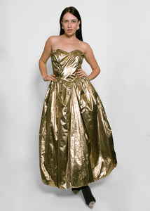 1980's Liquid Gold Strapless Dress