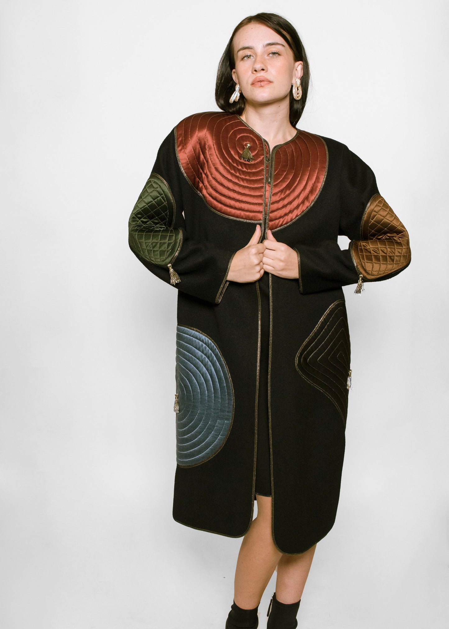 Geoffrey Beene 1983 Tassel Patchwork Coat & Dress