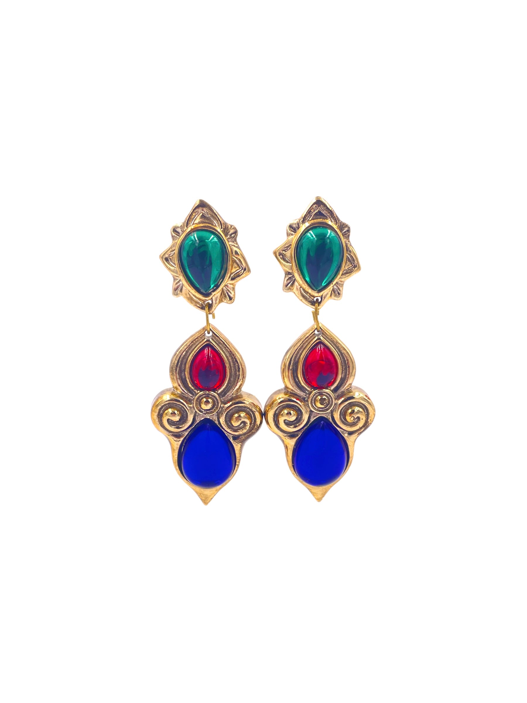 Gold with Colored Stone Earrings