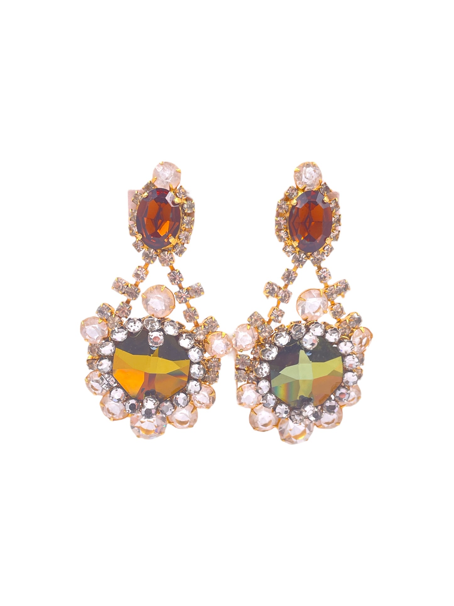 Lawrence Vrba Gold Large Crystal Earring