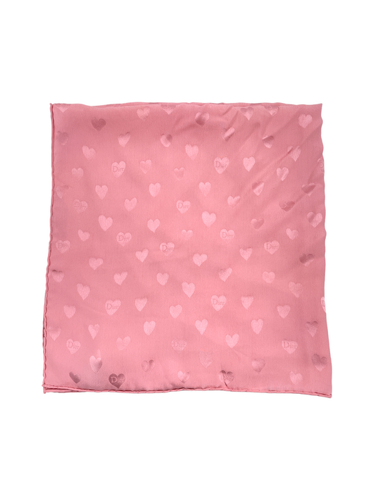 Christian Dior Pink Heart Silk Scarf