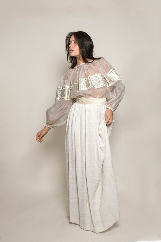 Zandra Rhodes White Skirt Set - The Kit Vintage
