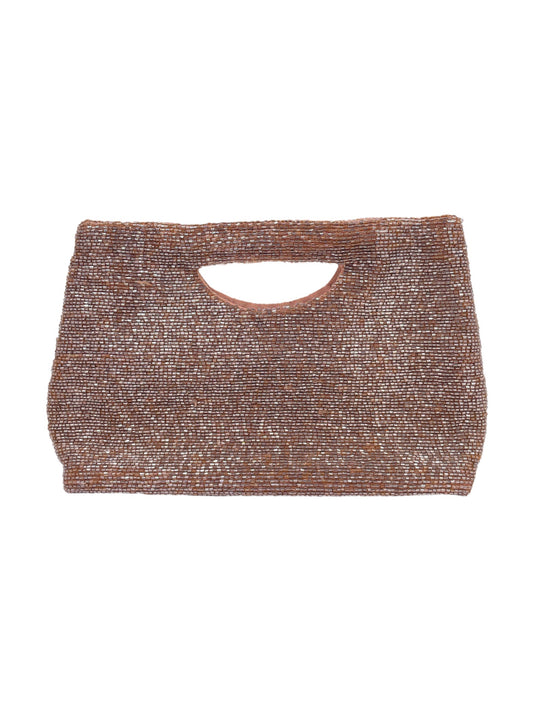 Brown Beaded Clutch Purse