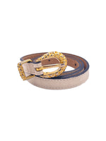 Load image into Gallery viewer, White Leather Belt With Gold Buckle
