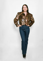 Load image into Gallery viewer, Sequin Zebra Print Cropped Jacket
