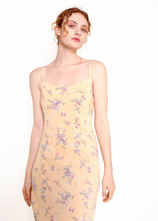 Jane Booke Yellow Flower Slip Dress - The Kit Vintage