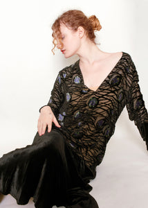 1920's Plunging Velvet Dress