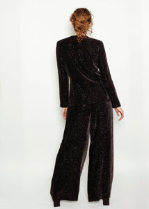 Carmen Marc Valvo Black Bugle Beaded Suit