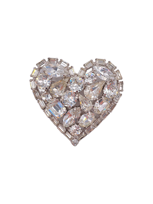 Weiss Crystal Heart Brooch - The Kit Vintage