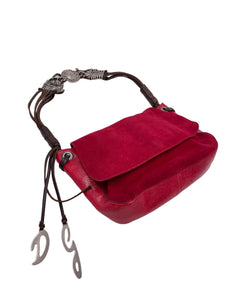 D&G Red Leather and Suede Purse