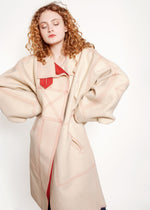 Load image into Gallery viewer, Jean Charles De Castelbajac Off White W/ Red Stitching Wool Coat
