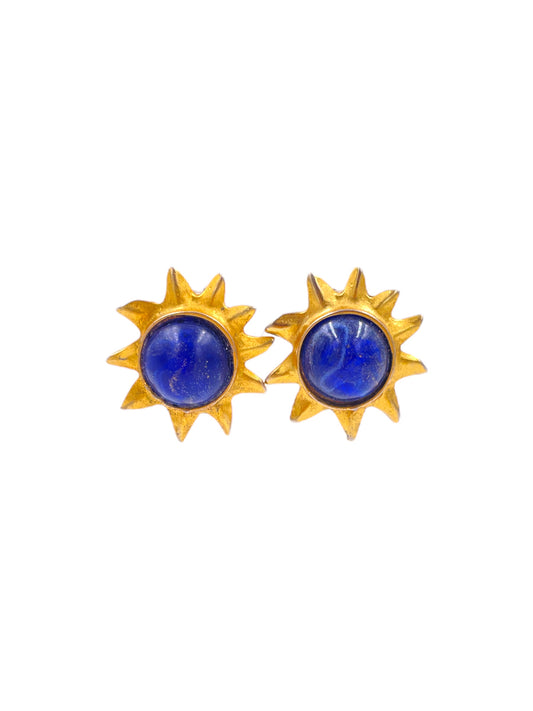 French Lapis Style Star Earrings