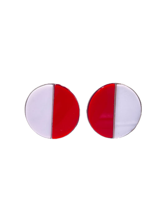 Red/White Geometric Space Age Earrings