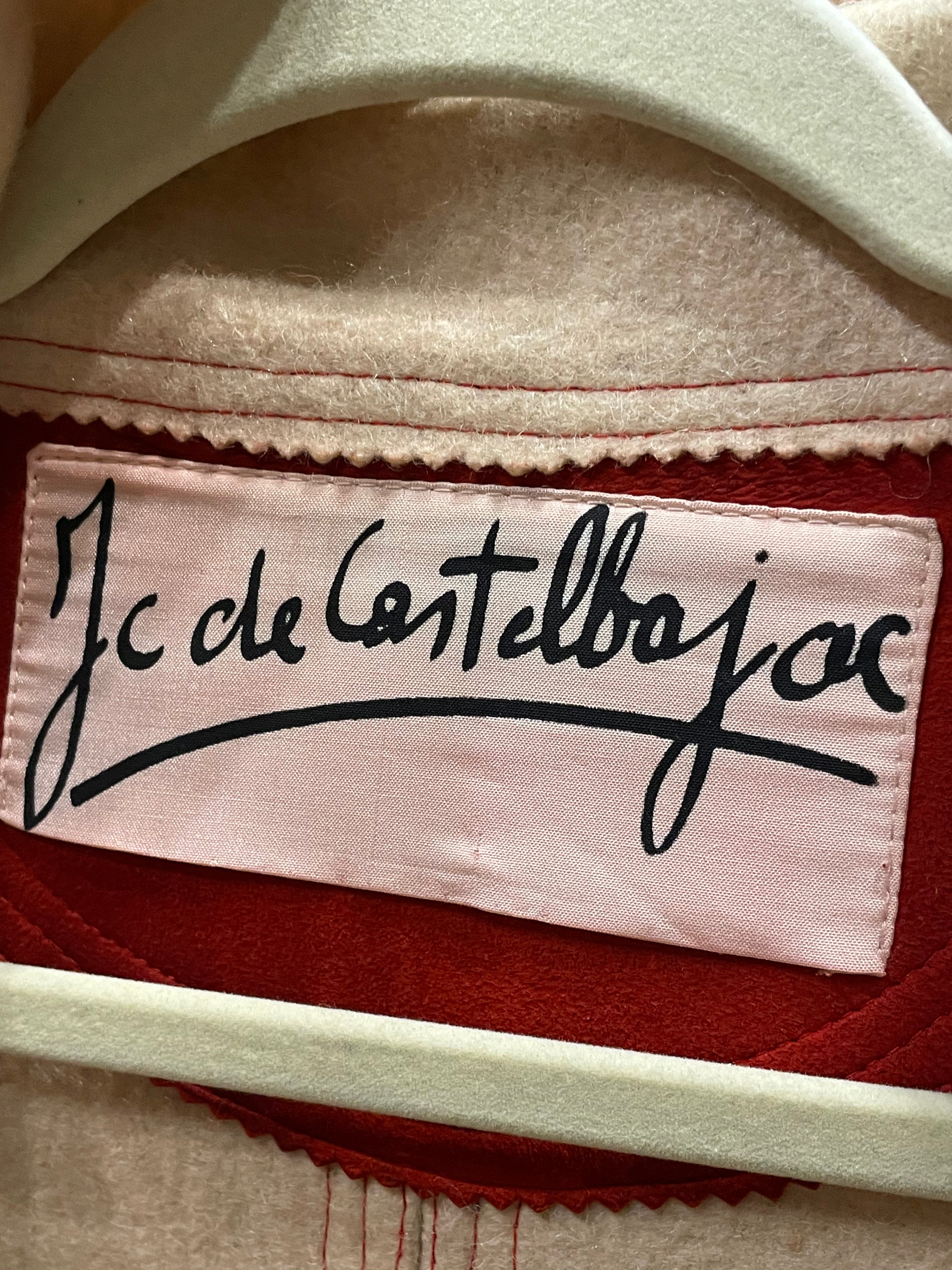 Jean Charles De Castelbajac Off White W/ Red Stitching Wool Coat