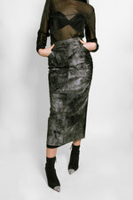 Load image into Gallery viewer, Krizia Leather Metallic Skirt
