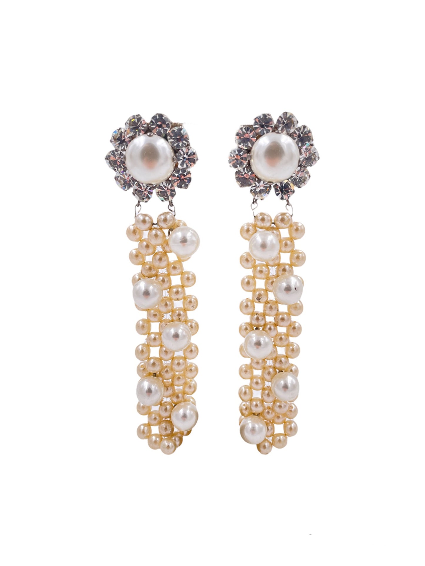 Pearly & Crytsal X long Drop Earrings