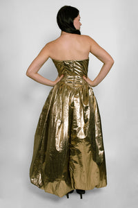 1980's Liquid Gold Strapless Dress