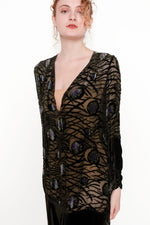 Load image into Gallery viewer, 1920&#39;s Plunging Velvet Dress
