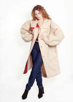 Load image into Gallery viewer, Jean Charles De Castelbajac Off White W/ Red Stitching Wool Coat

