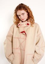 Load image into Gallery viewer, Jean Charles De Castelbajac Off White W/ Red Stitching Wool Coat
