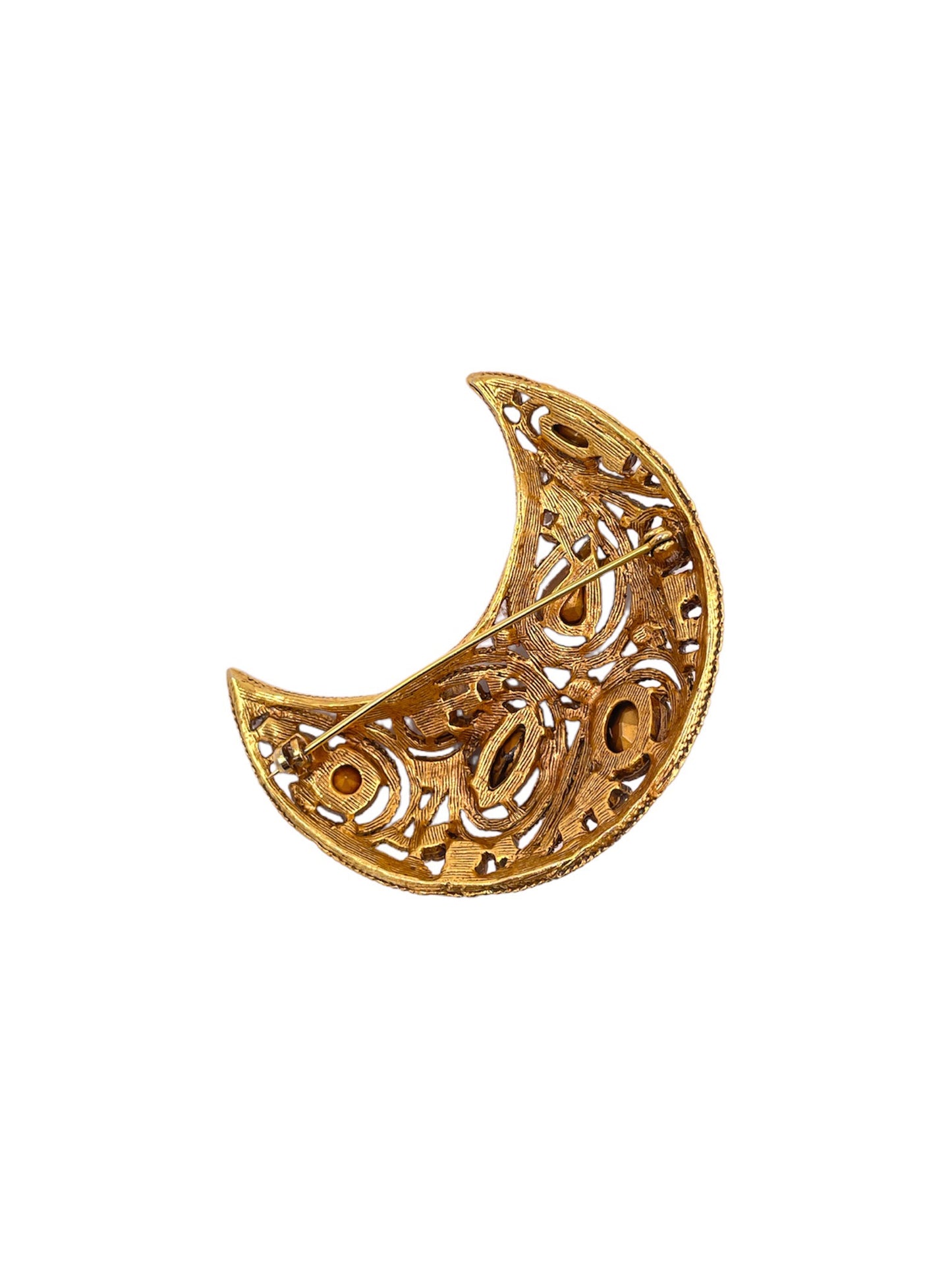 Gold Crescent Moon Brooch