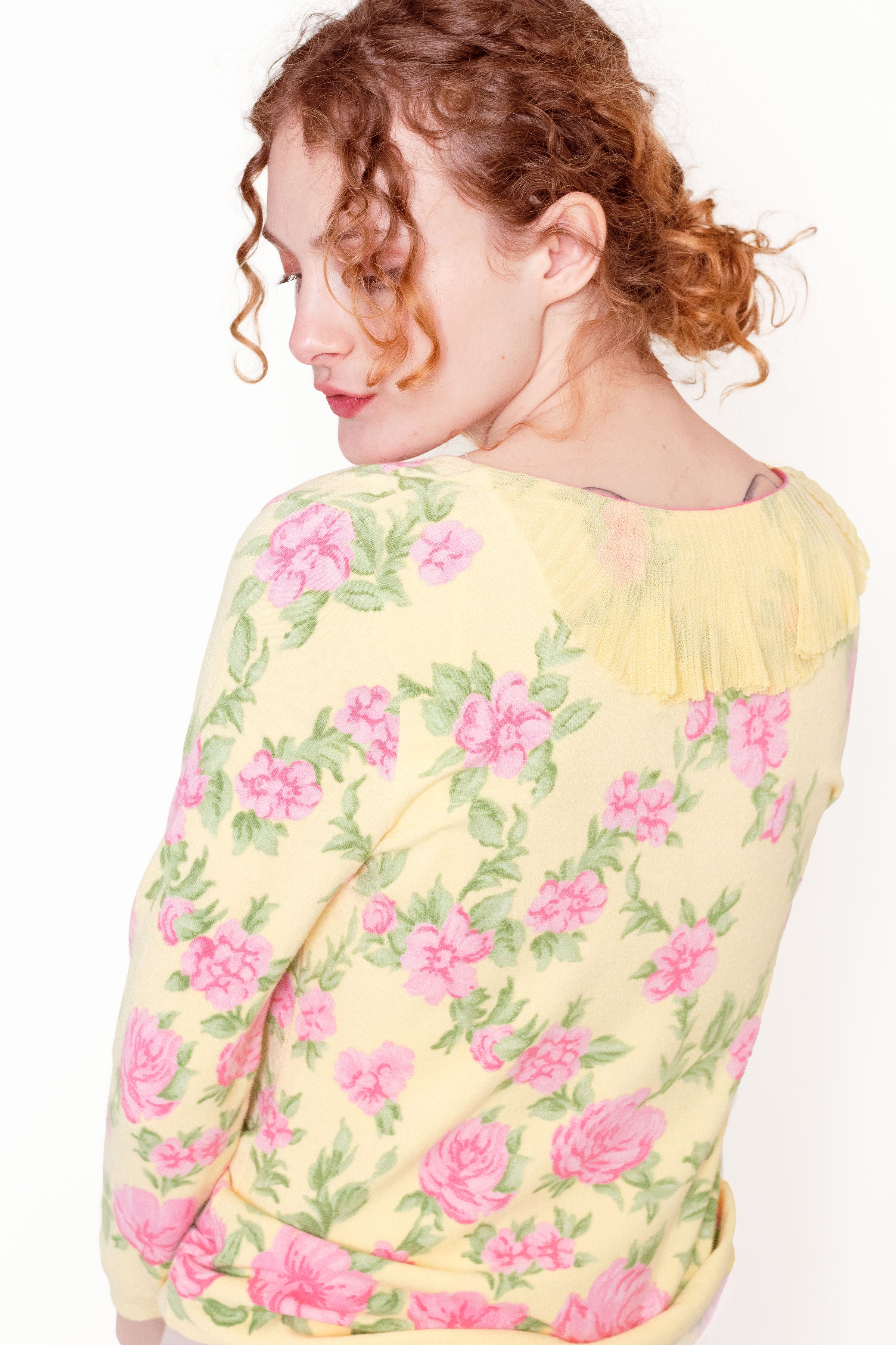 Yellow clearance floral sweater