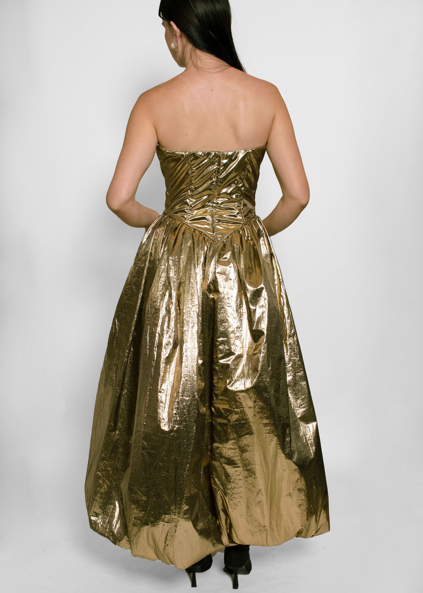 1980's Liquid Gold Strapless Dress