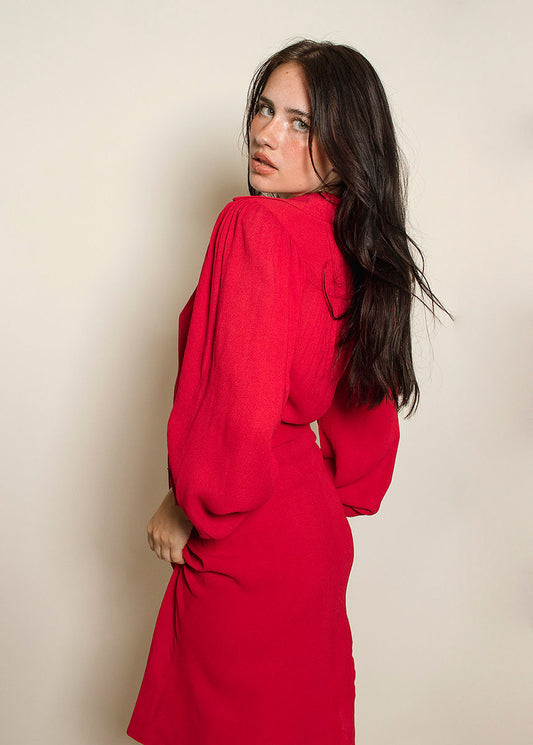 Ossie Clark Red Crepe dress - The Kit Vintage