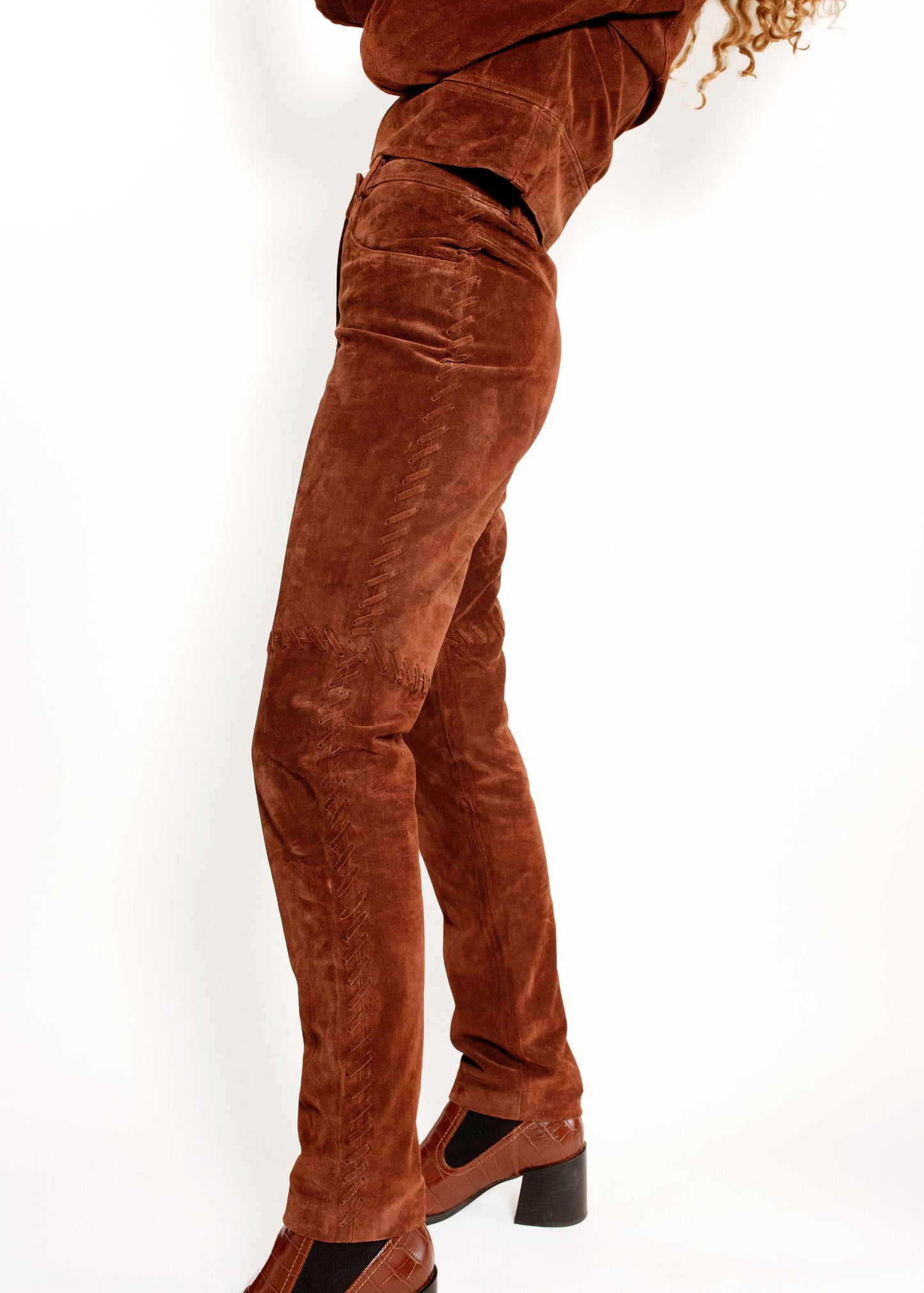 Brown Suede Pant and Jacket Set