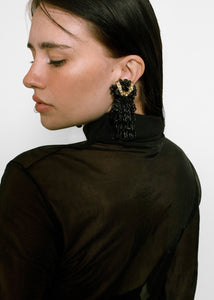 Black Beaded Drop Earrings
