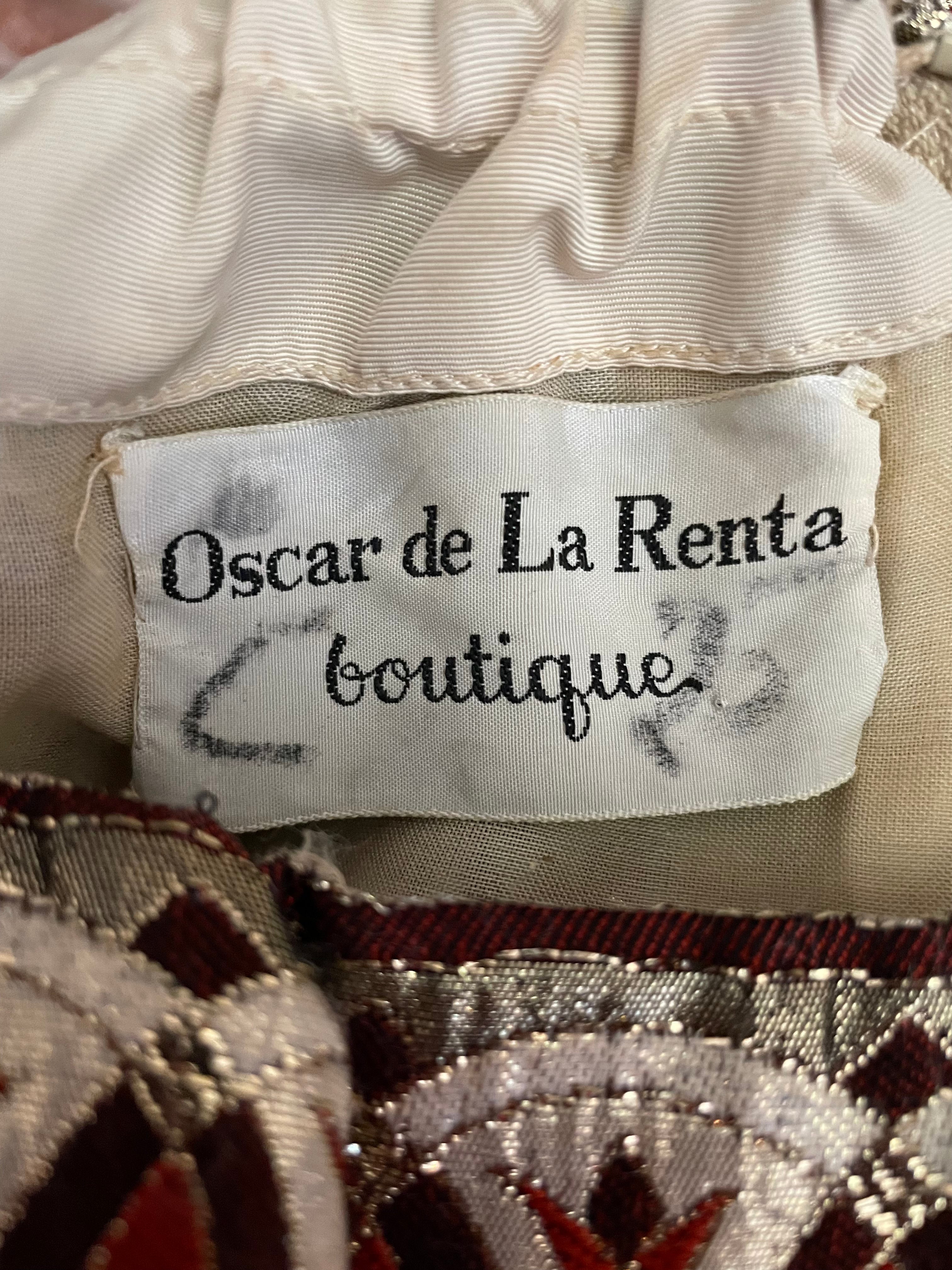Oscar De La Renta 1970's Brocade Off The Shoulder Gown