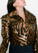 Load image into Gallery viewer, Sequin Zebra Print Cropped Jacket

