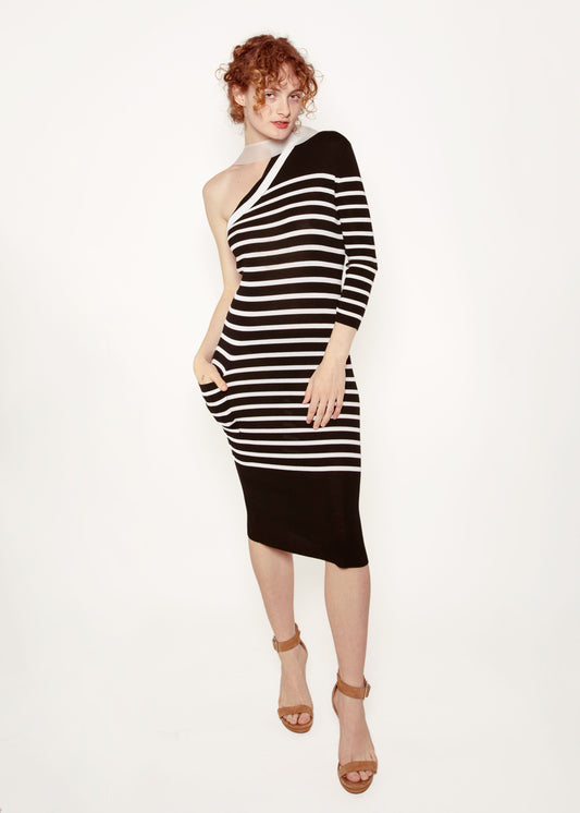 Striped Assymetrical Dress - The Kit Vintage