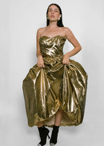 Load image into Gallery viewer, 1980&#39;s Liquid Gold Strapless Dress
