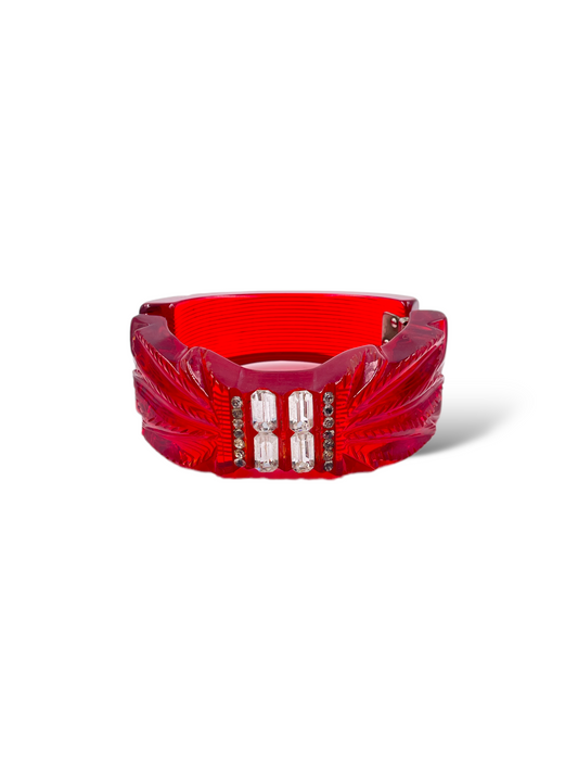 Red Lucite Deco Style bracelet - The Kit Vintage