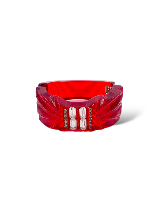 Red Lucite Deco Style bracelet