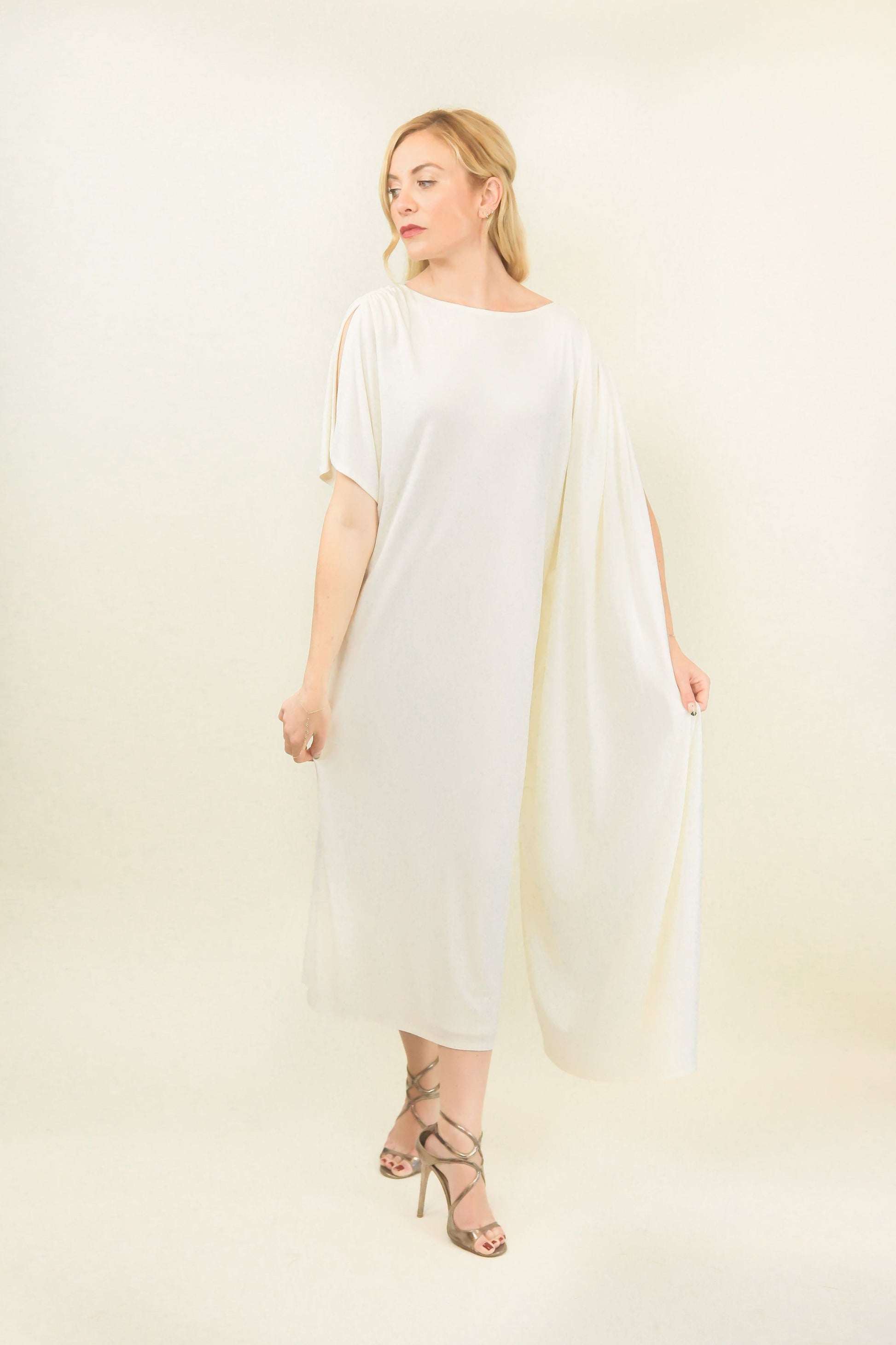 Frank Usher White Asymmetric Gown The Kit Vintage Frank Usher White Asymmetric Gown The Kit Vintage