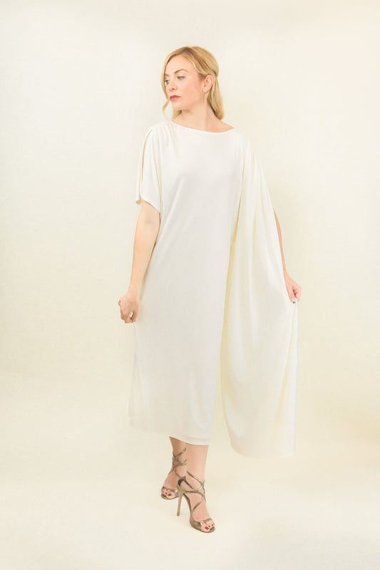 Frank Usher White Asymmetric Gown - The Kit Vintage