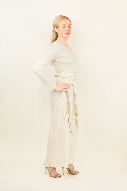 Mary McFadden Pleated Gown with Belt - The Kit Vintage