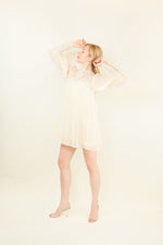 Load image into Gallery viewer, Cream Pleated and Lace Mini Dress
