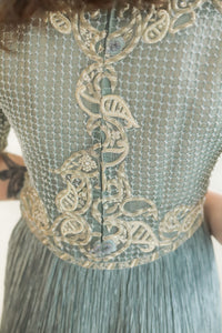 Mary McFadden Metallic Thread Beaded Dress