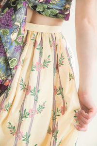 Oscar De La Renta Silk Embroidered Skirt