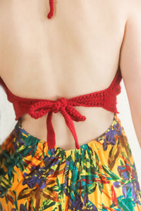 Crochet & Floral Halter Dress