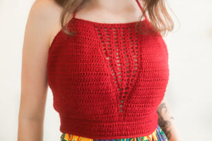 Crochet & Floral Halter Dress