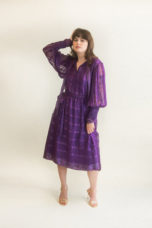 Judith Ann Silk Belted Dress - The Kit Vintage