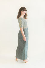 Load image into Gallery viewer, Mary McFadden Metallic Thread Beaded Dress
