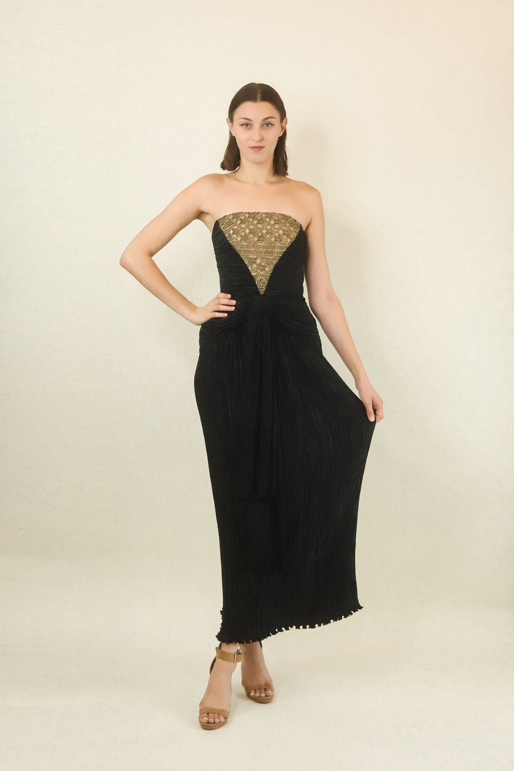 mary mcfadden pleated dress Mary McFadden" Purple Fortuny Pleated Goddess Gown