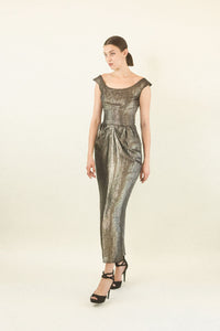 Jane Engel NY Silver Lame Dress 1940's