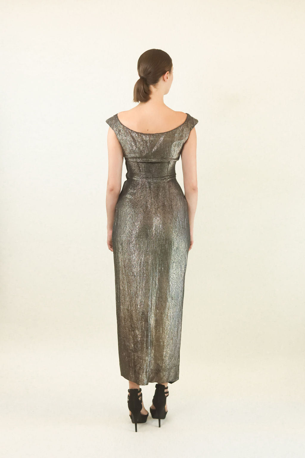 Jane Engel NY Silver Lame Dress 1940's